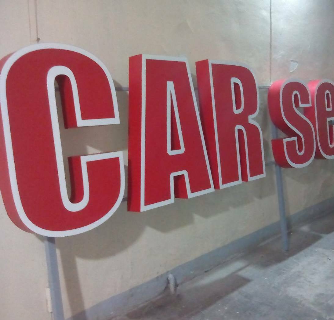 Крышная установка для автосервиса Объемные буквы для крышной установки